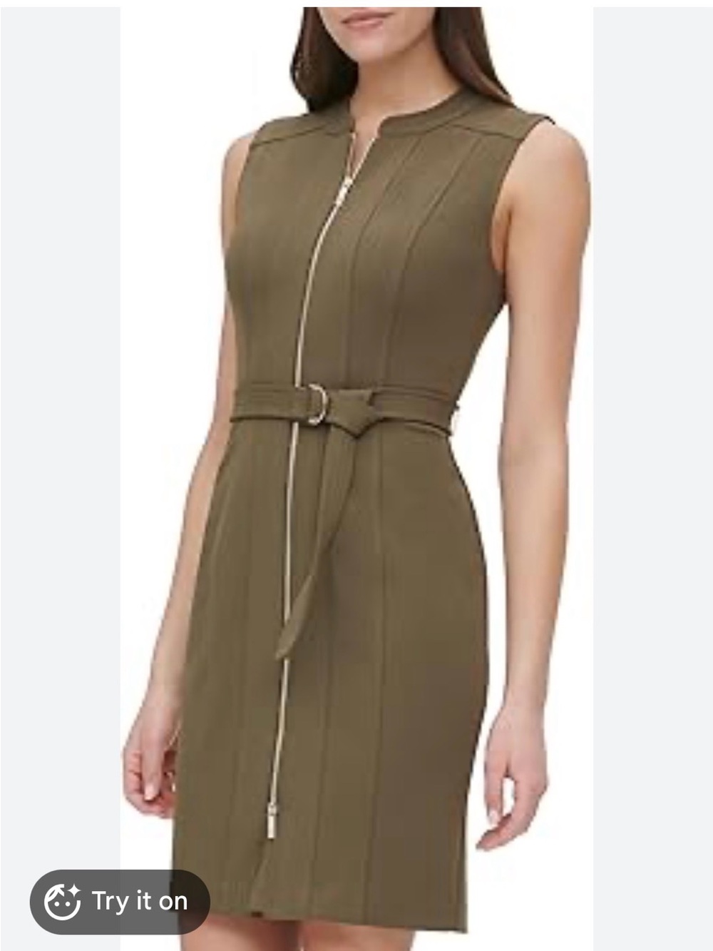 Tommy Hilfiger olive green sheath dress and waist tie belt